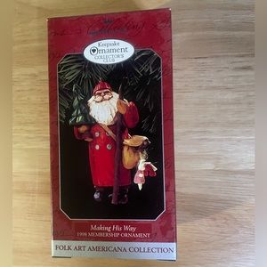 Santa is "Making His Way" 1998 Hallmark Keepsake Collector's Club Ornament